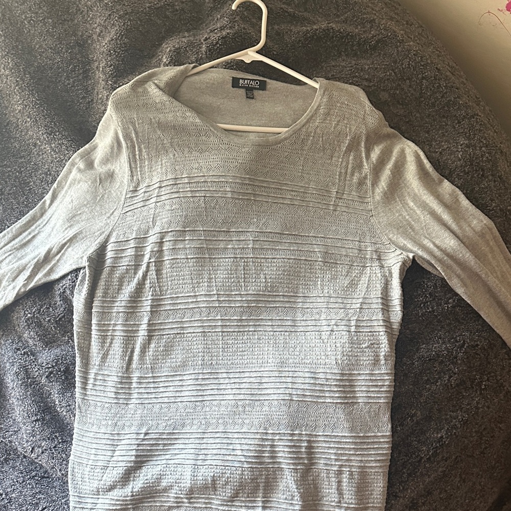 Buffalo David Bitton Light Gray Knit Top
